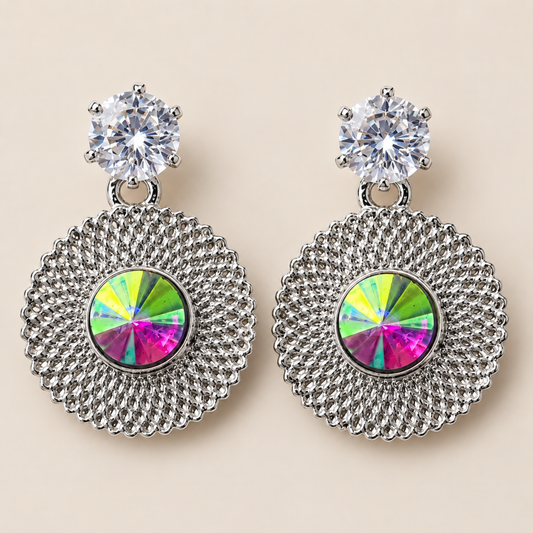 Aurora Crystal Disc Earrings
