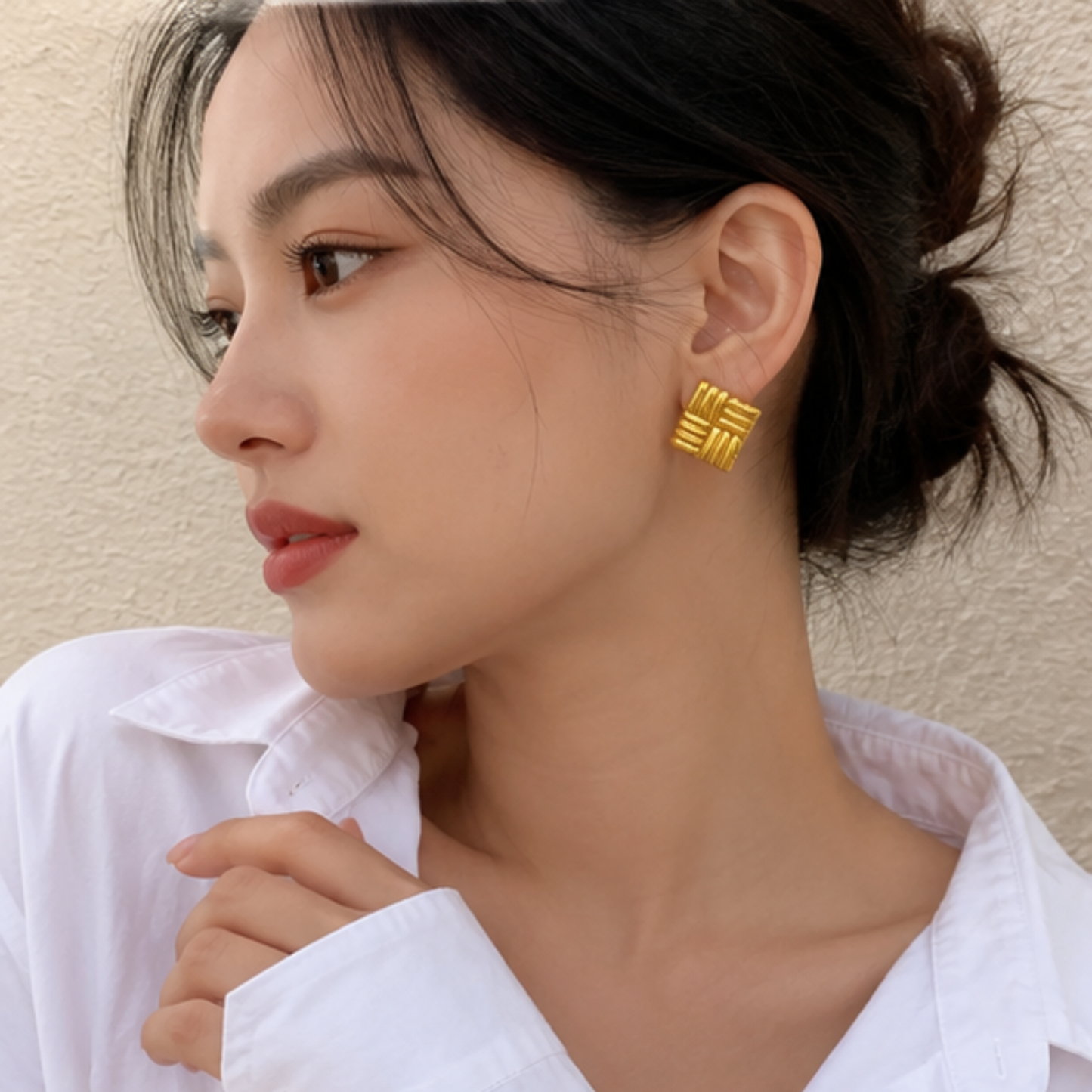 18K Gold Plated Square Earrings