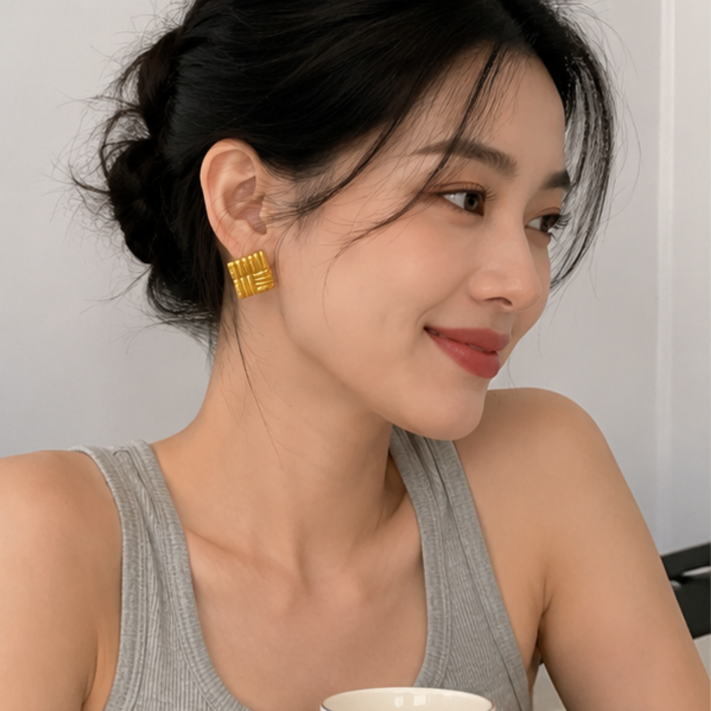 18K Gold Plated Square Earrings