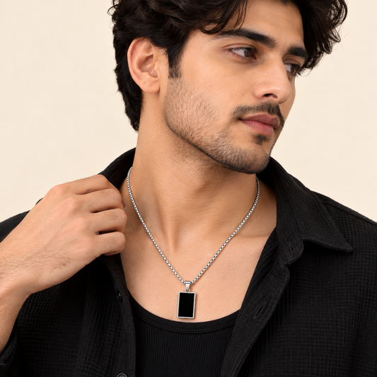 Men - Midnight Edge Black Pendant Necklace