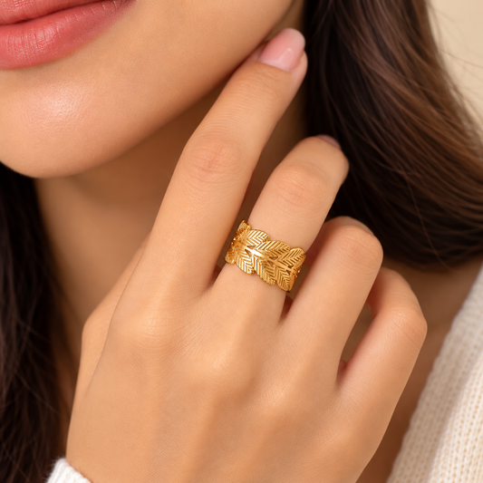 18K Gold Plated Laurel Leaf Ring