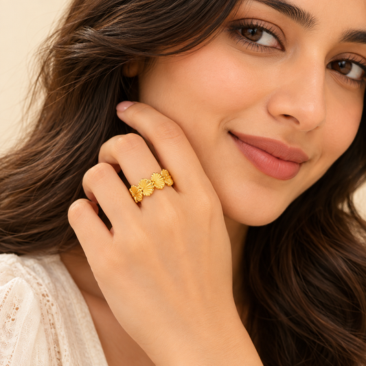18K Gold Plated Seashell Symphony Ring