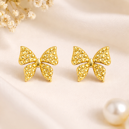 18k Gold Plated Timeless Bow Charm Earrings