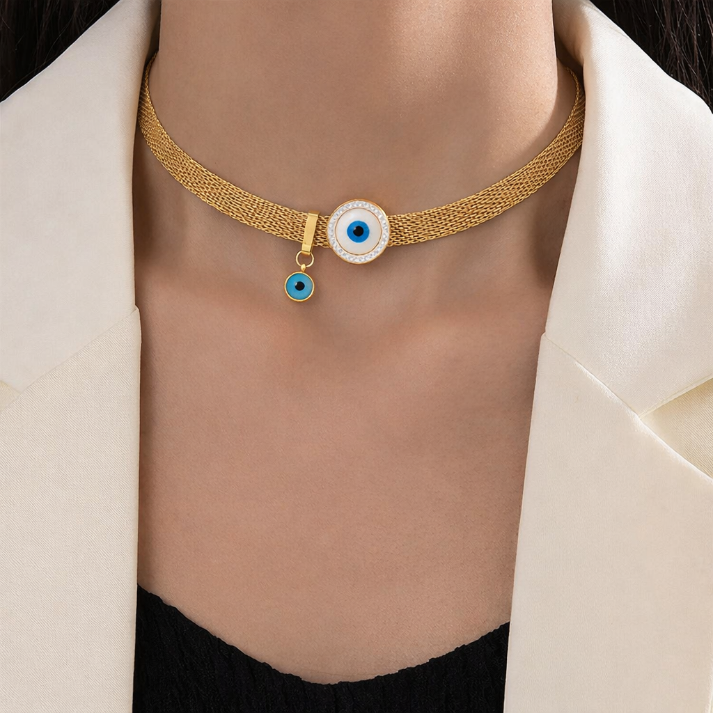 Royal Nazar Mesh Choker Necklace