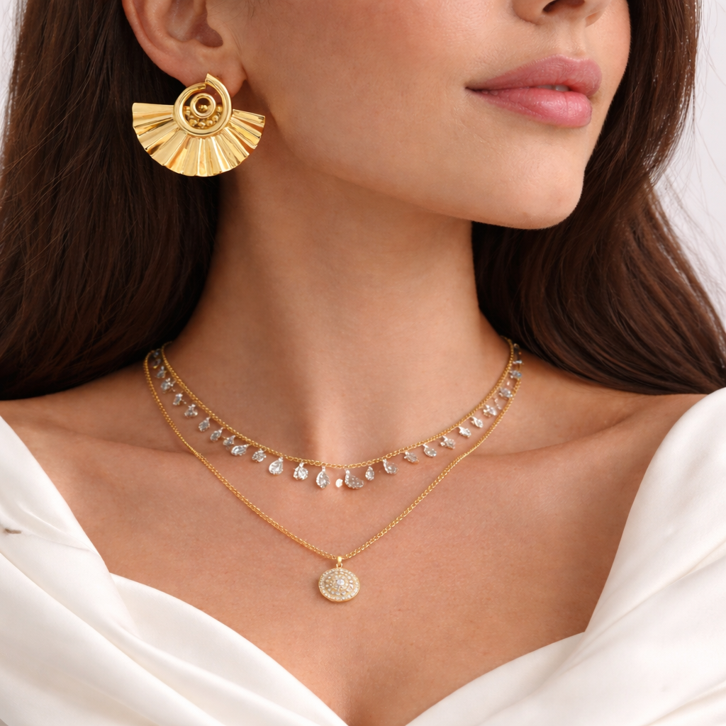 18K Gold Plated Designer Spiral Stud Earrings