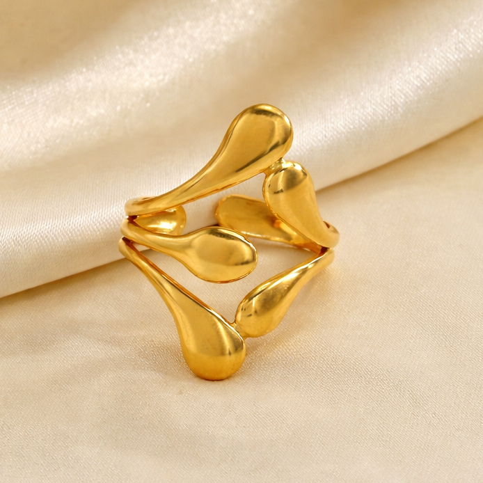 18K Gold Plated Asymmetrical Style Multi Layered Ring