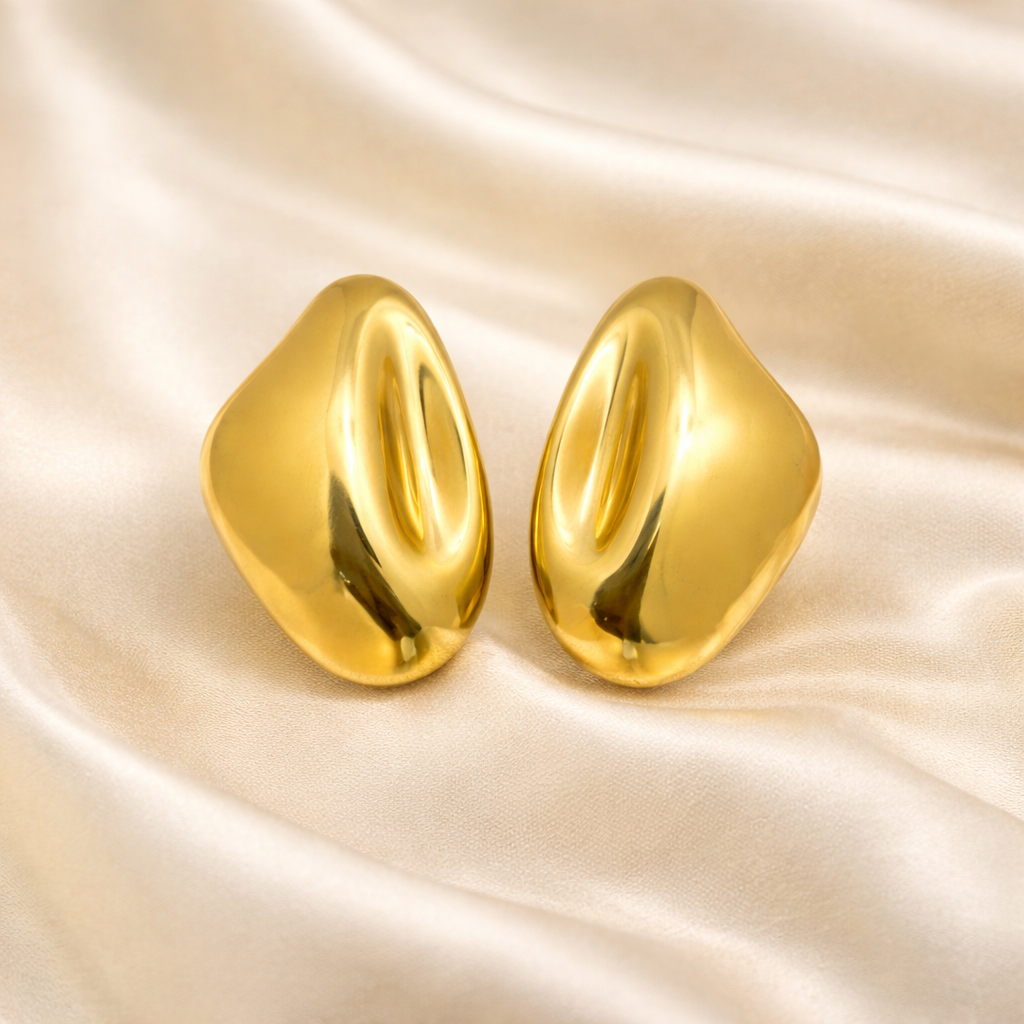 18k Gold Plated Imperial Wave Gold Earrings