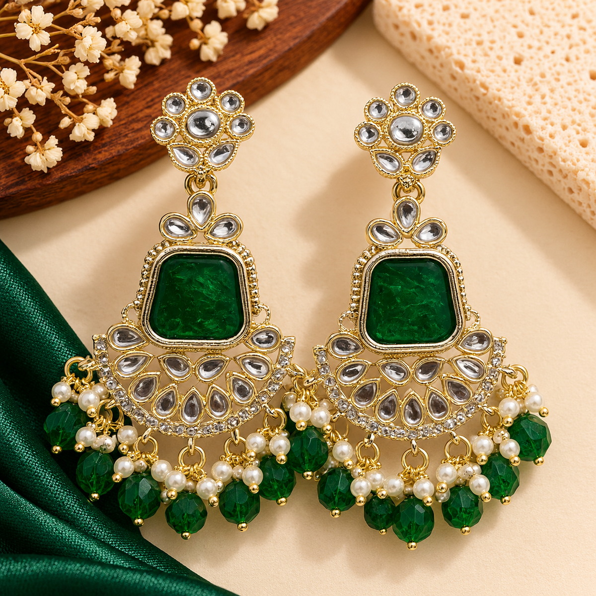 Emerald Royal Jhumka Earrings
