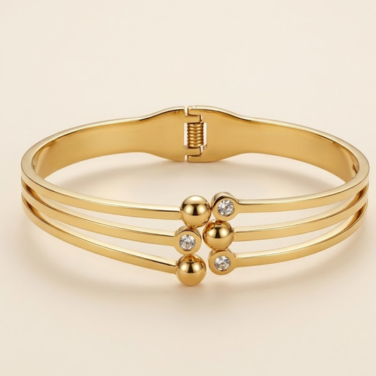 18K Gold Plated Luxe Sphere Diamond Bracelet
