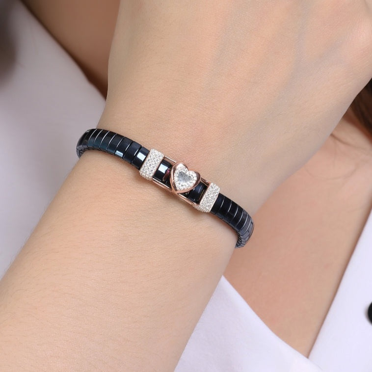 Black White Heart Armlet Bracelet