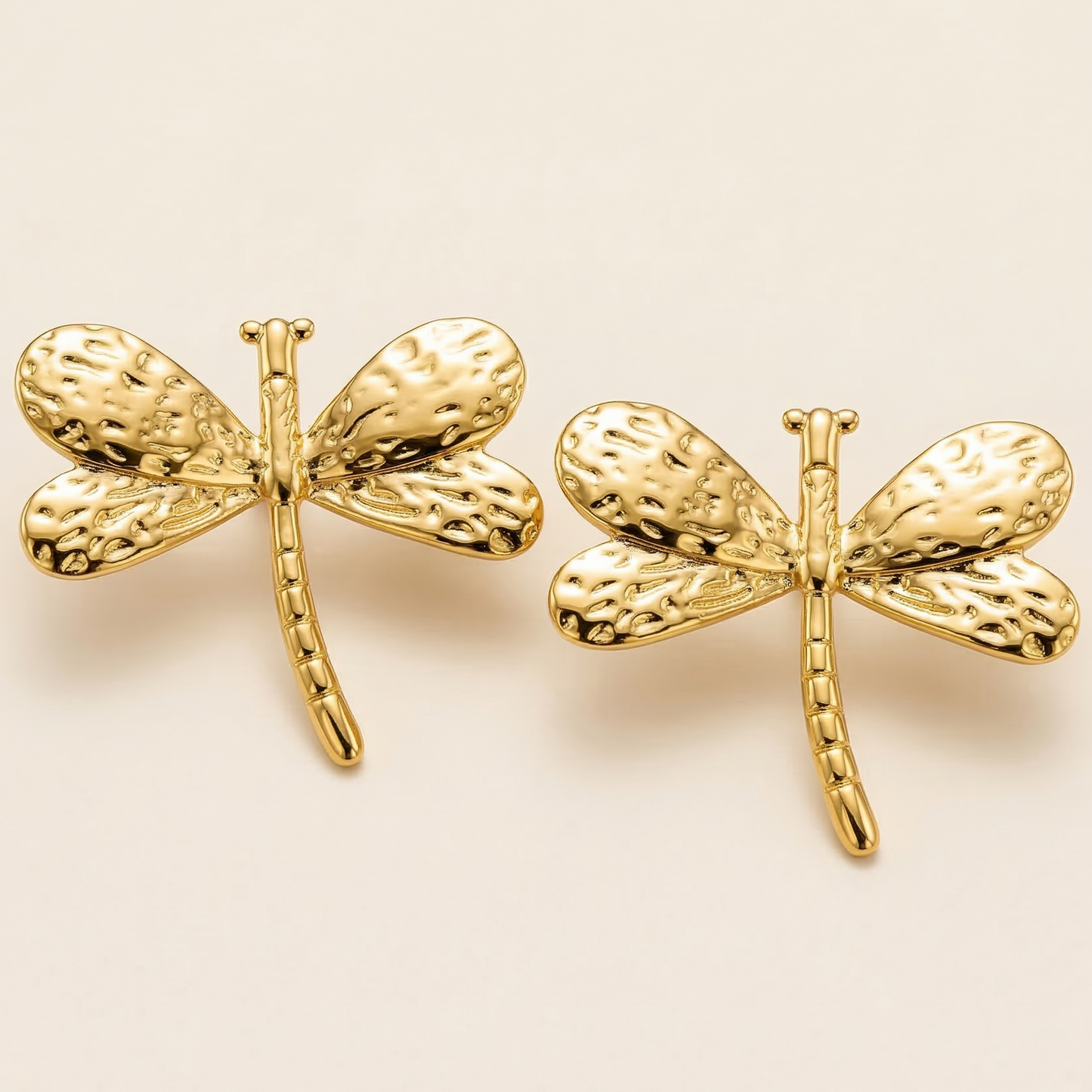 18K Gold Plated Golden Dragonfly Charm Earrings