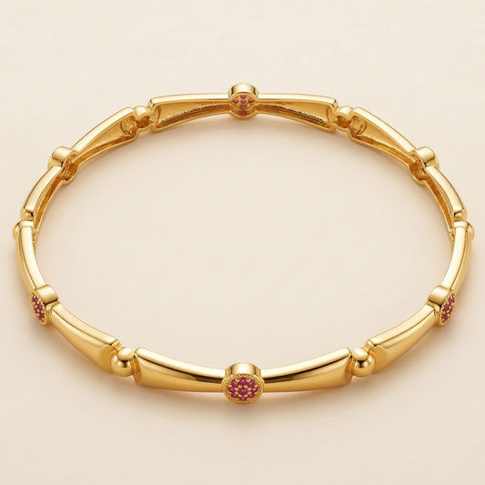 18K Gold Plated Ruby Glow Gold Bracelet