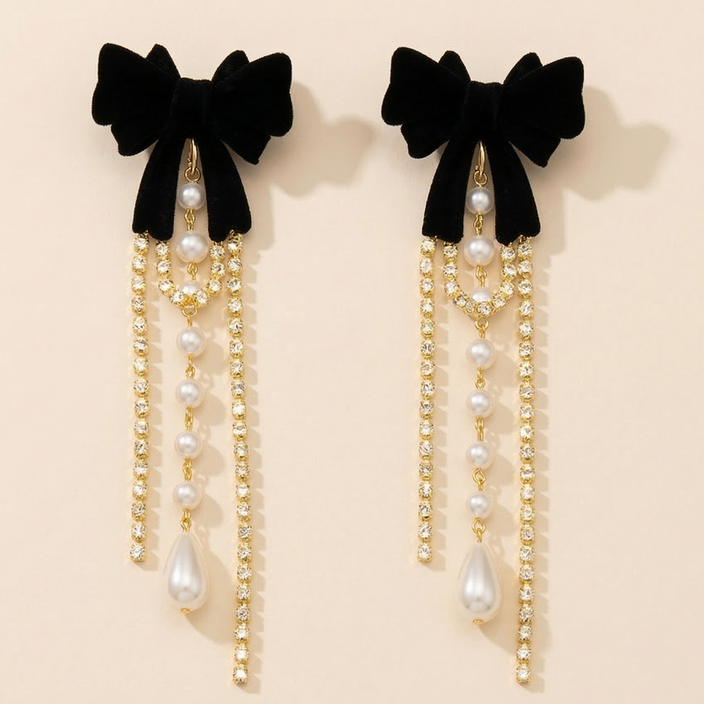 Midnight Velvet Pearl Cascade Earrings