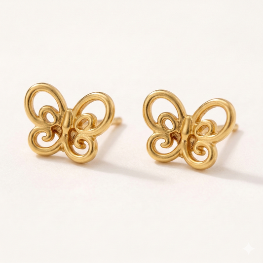 18K Gold Plated Golden Charm Butterfly Earrings