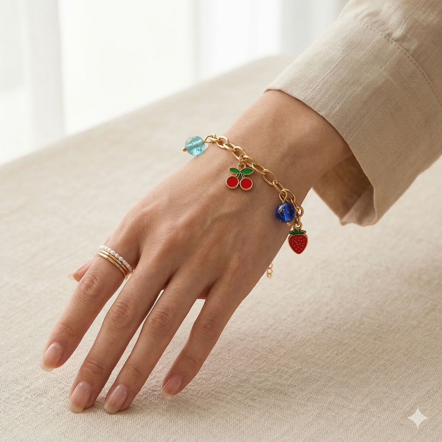 18k Gold Plated Sea & Cherry Dream Bracelet