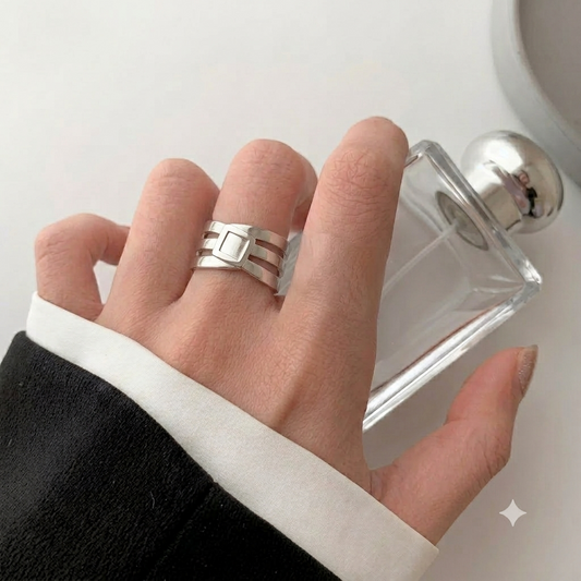 Silver Plated Matrix Adjustable Ring