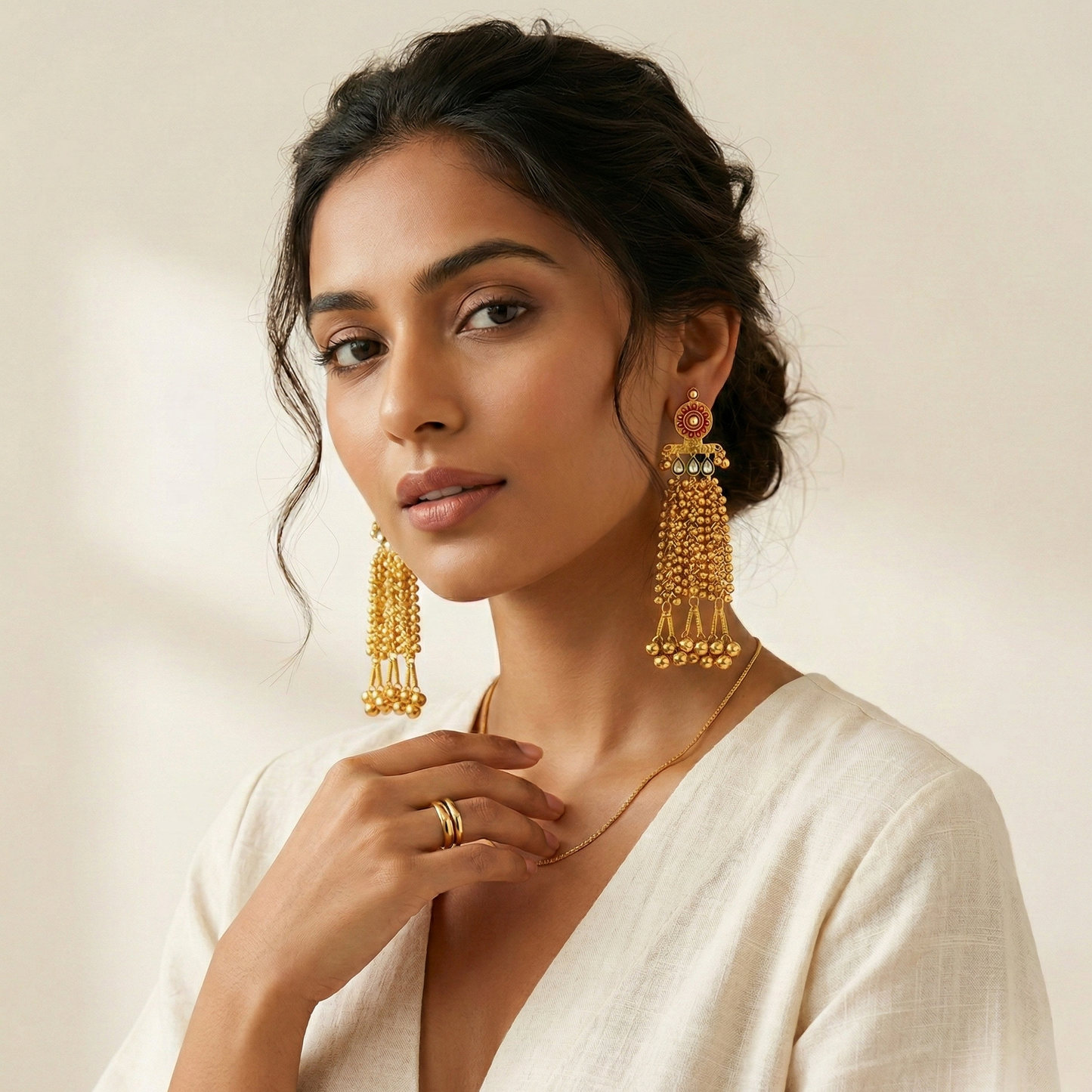 Sunheri Noor Jhalar Kashmiri Earring