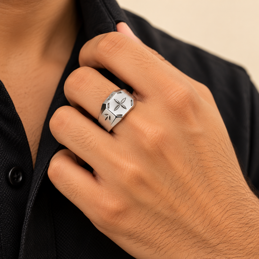 Men - Floral Crown Ring