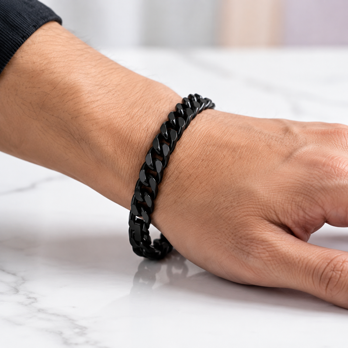 Men - Midnight Black Braided Bracelet