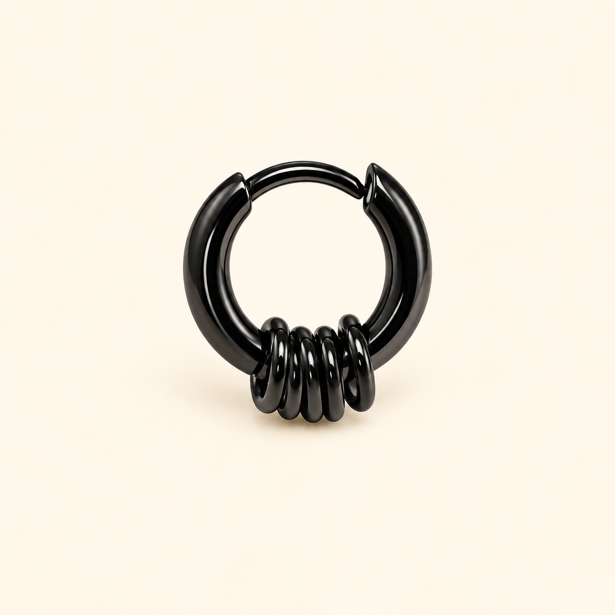 Men - Black Spiral Hoop Earring