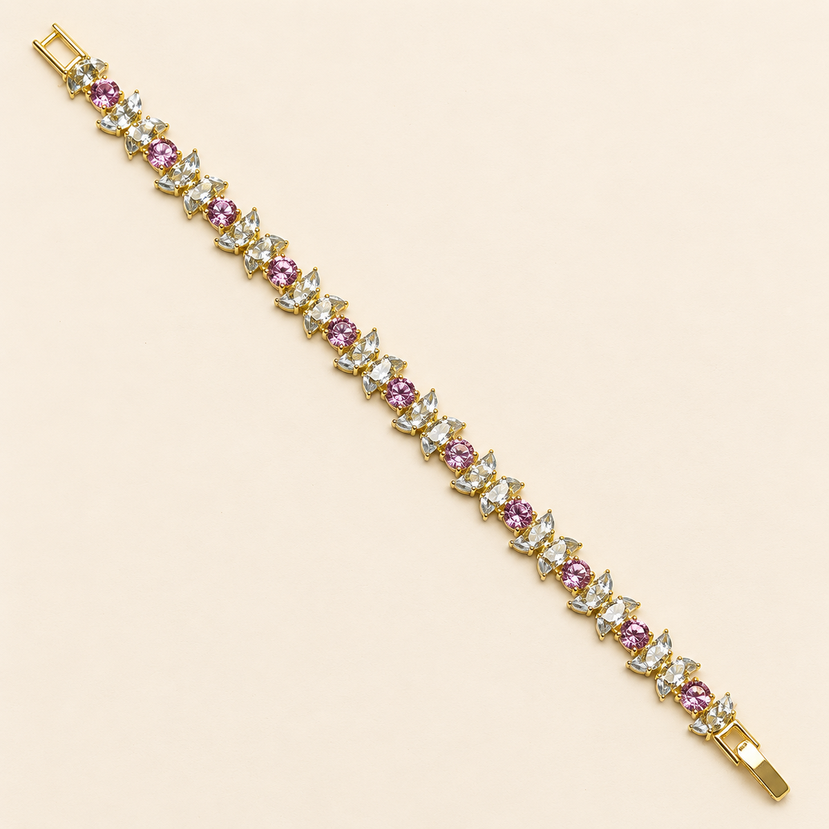 Blush Blossom Crystal Gold Bracelet