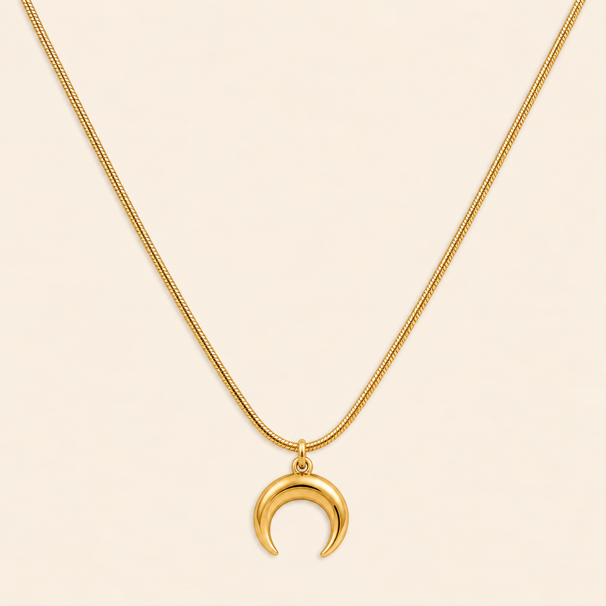 18K Gold Plated Crescent Moon Pendant Necklace