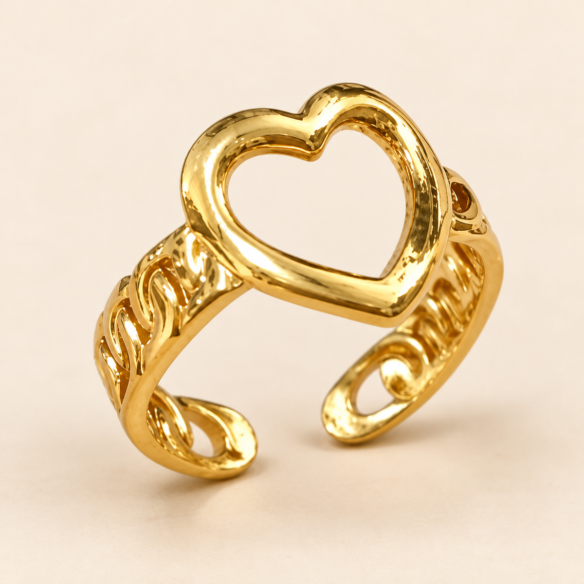 18K Gold Plated Heart Elegance Adjustable Ring