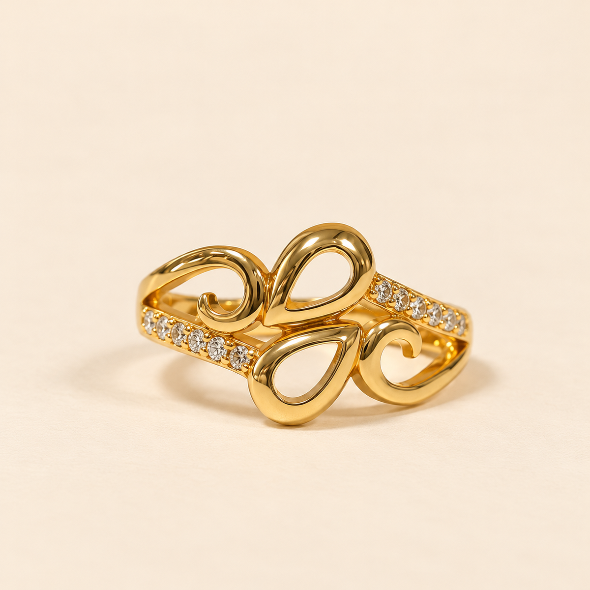 18K Gold Plated Swirl Leaf Ring