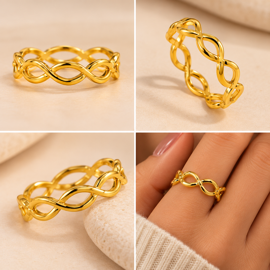 18K Gold Plated Intertwined Infinity Wave Ring