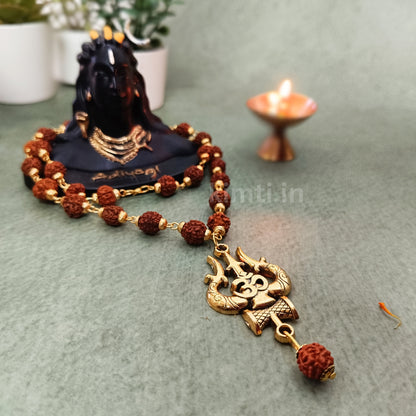 OM Trishul 5 Mukhi 100% Authentic Rudraksha Necklace