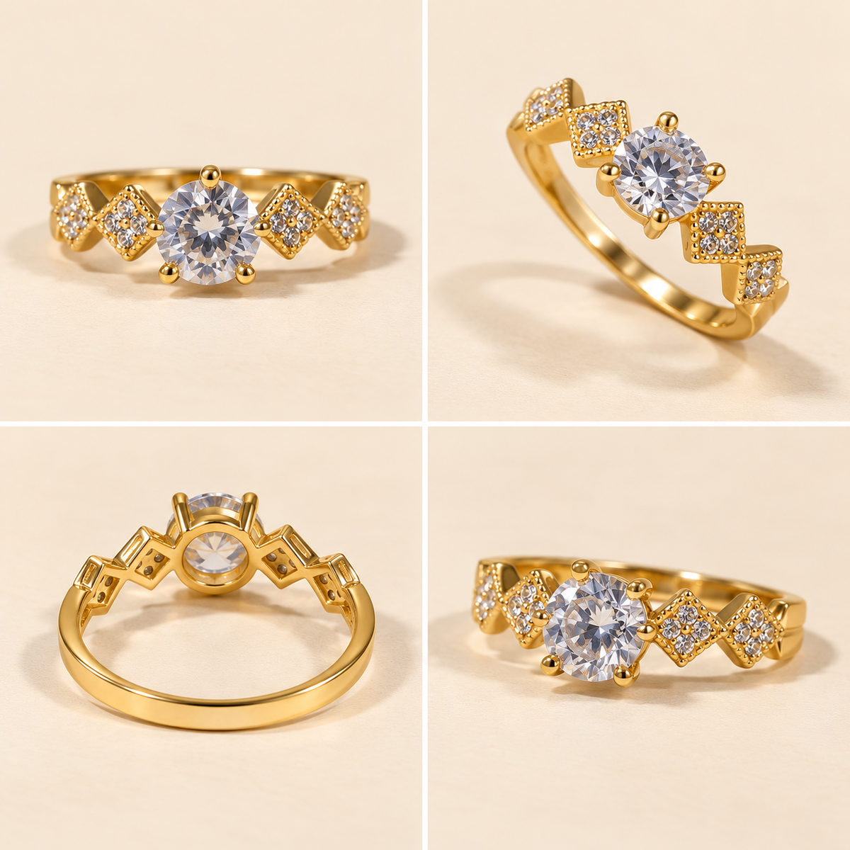 18K Gold Plated Royal Diamond Sparkle Ring