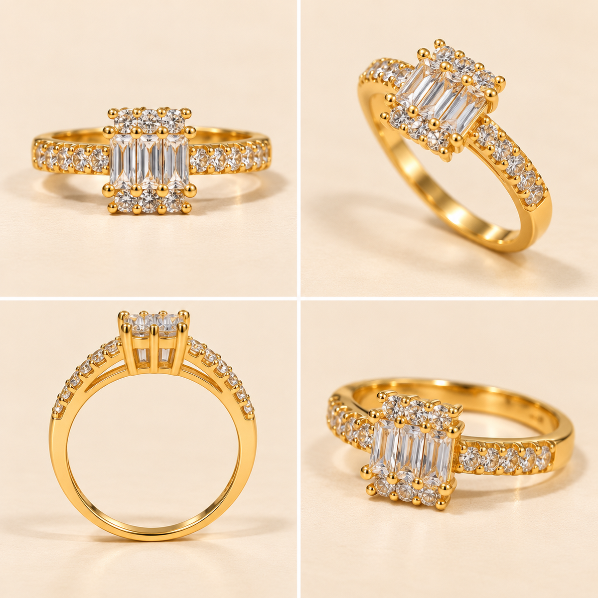 Royal Baguette Sparkle Gold Ring