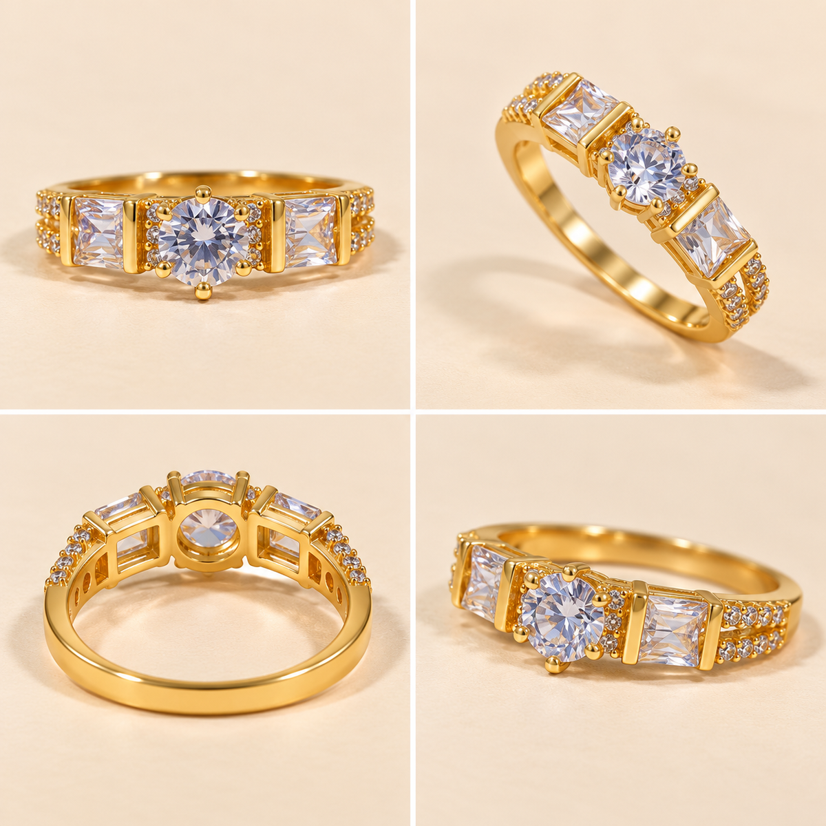 Royal Baguette Sparkle Gold Ring