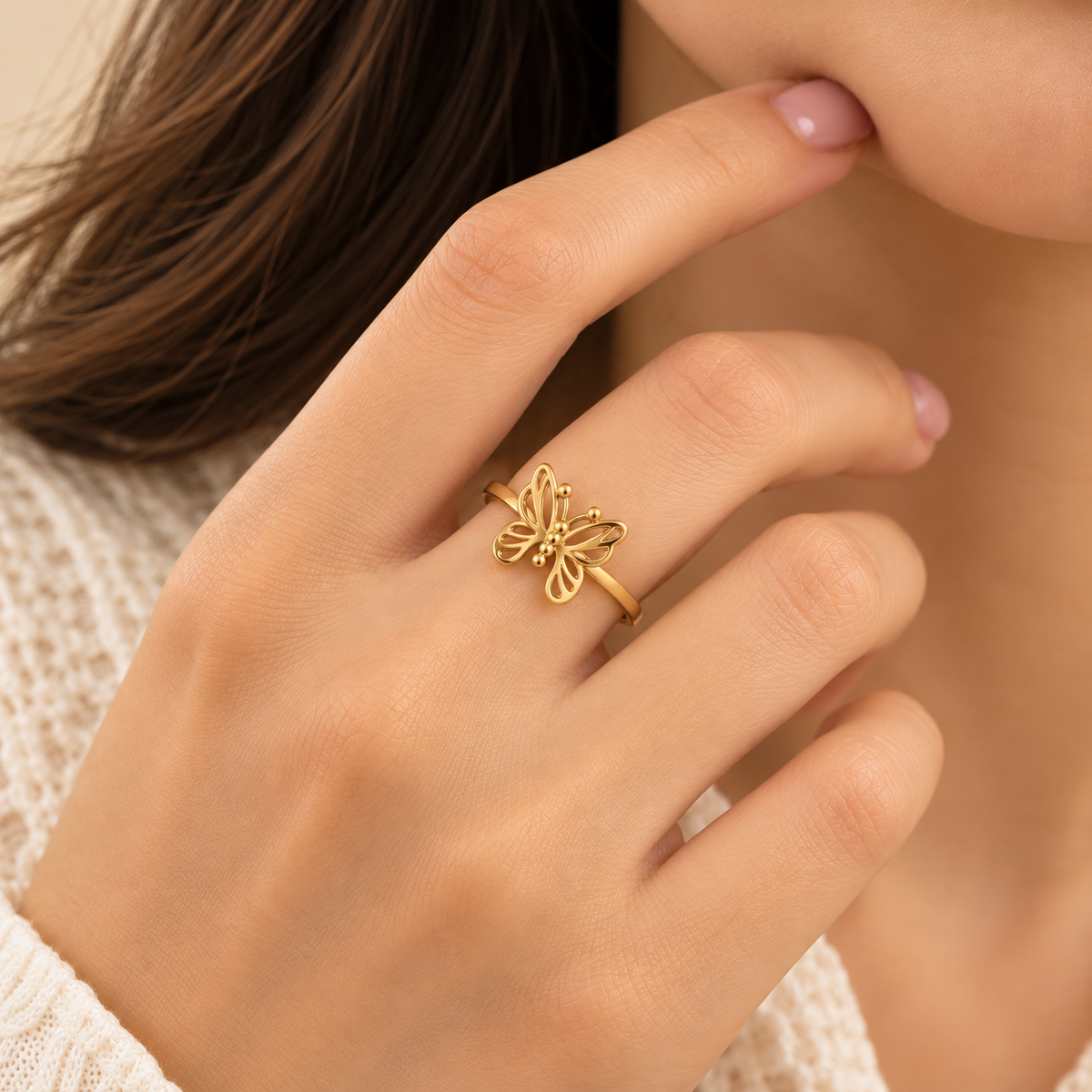 18K Gold Plated Butterfly Aura Ring
