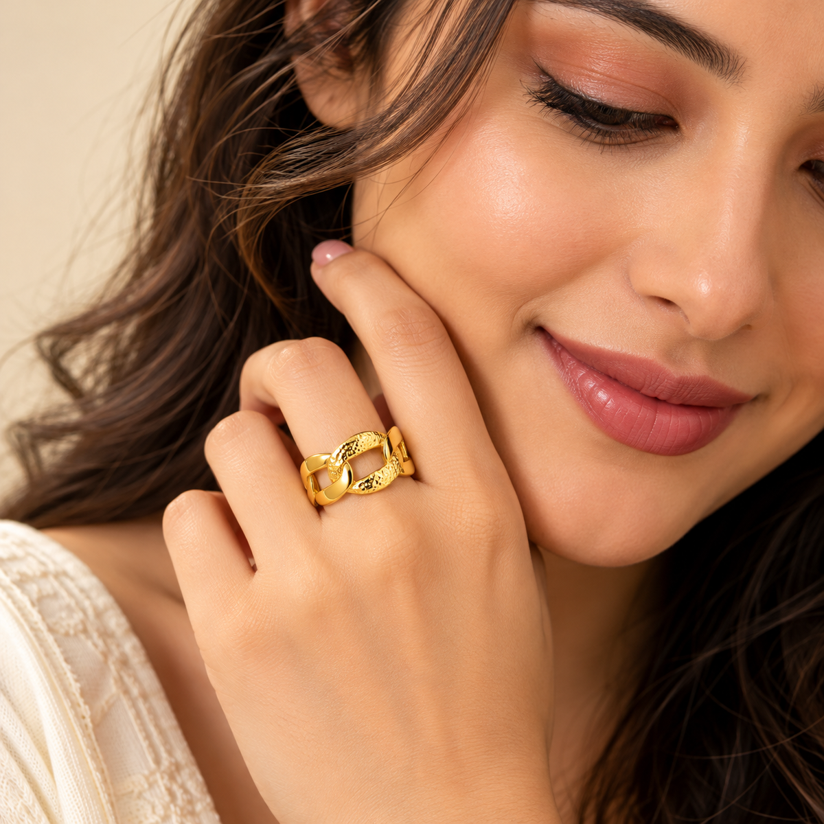18k Gold Plated Chunked Gold Ring