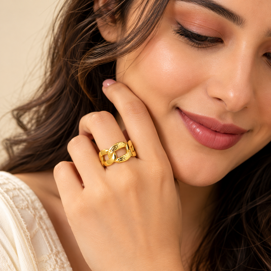 18k Gold Plated Chunked Gold Ring