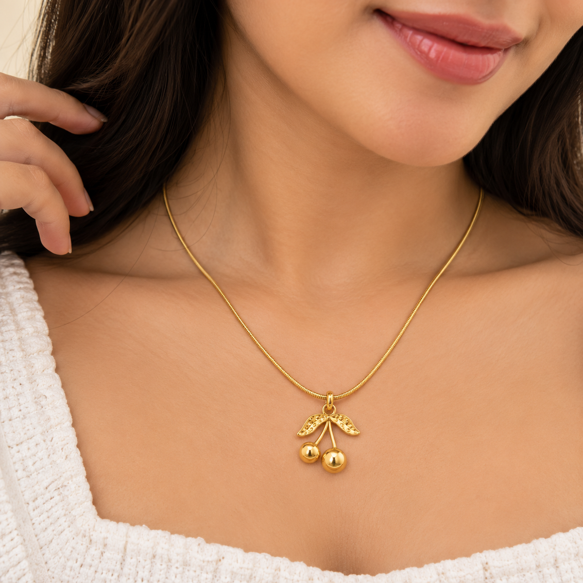 18K Gold Plated Cherry Pendant Necklace
