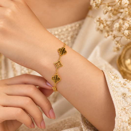 Golden Clover Charm Adjustable Bracelet