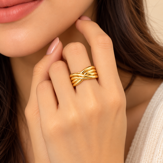 18K Gold Plated  Infinity Weave Adjustable Ring