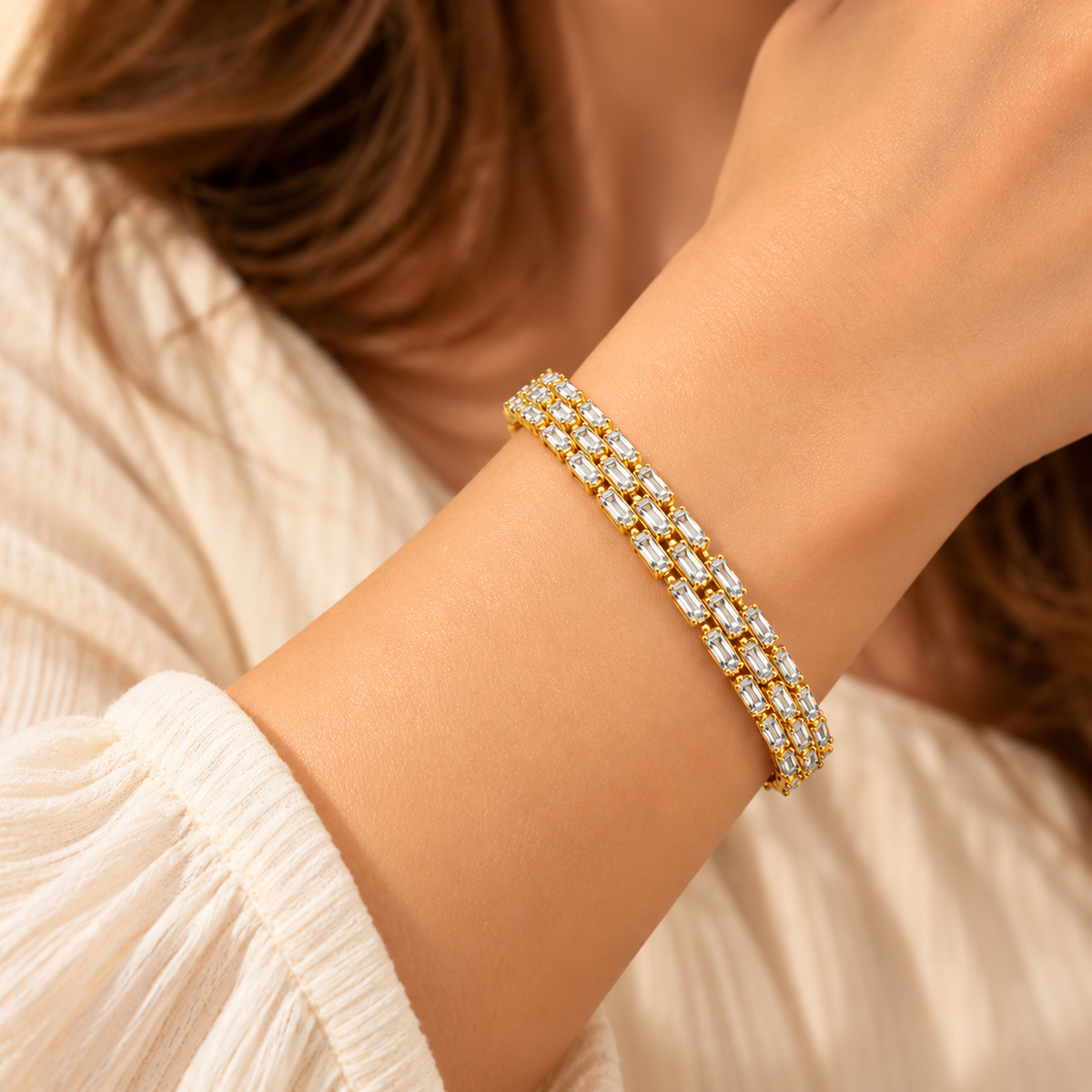 Golden Baguette Sparkle Bracelet