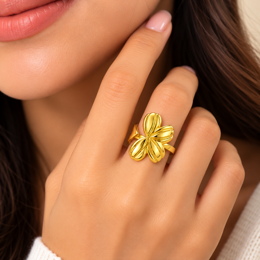 18K Glod Plated Bloom Wing Gold Ring