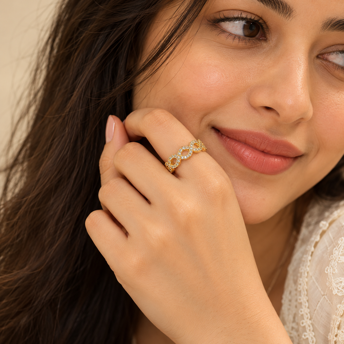 Elegant Gold Plated Infinity Sparkle Ring