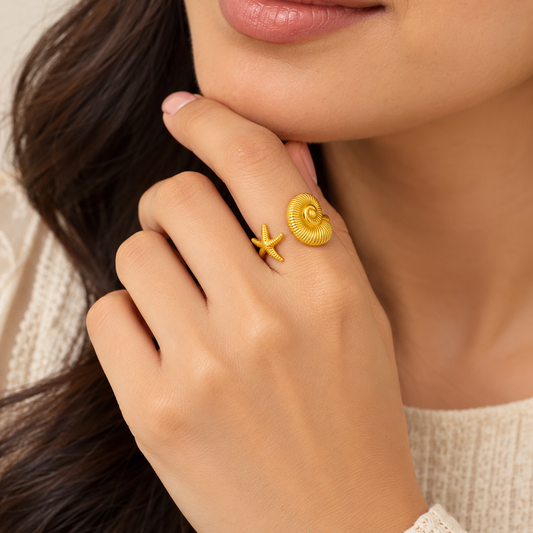 18K Gold Plated Beach Inspired Ring