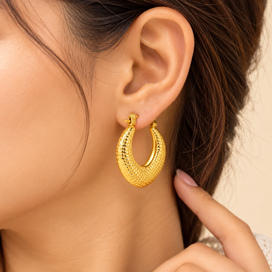 18K Gold Plated Anti Tarnish Blind Date Hoops Anti Tarnish Earring