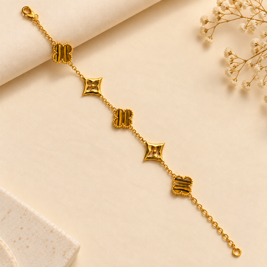 Golden Clover Charm Adjustable Bracelet