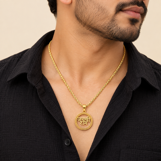 Men - Jai Shree Ram Gold-Plated Pendant Necklace