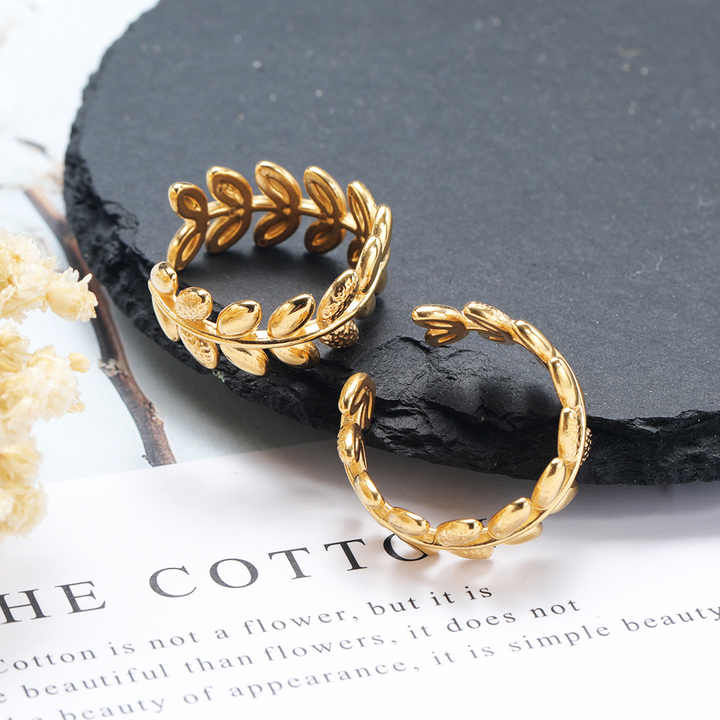 Gold-Toned Leaflet Hoops Earrings