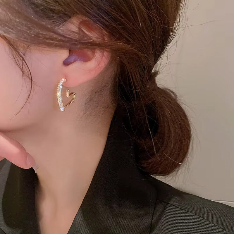 Luxury Crystal Heart Stud Earrings