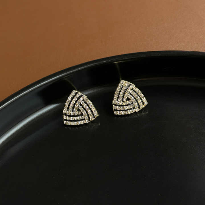 Black silver diamond Stud Earring