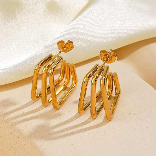 Triple Square Statement Hoops Earrings